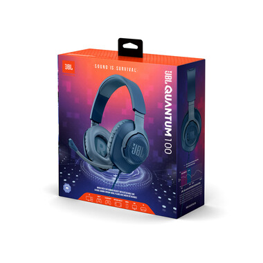 JBL Quantum 100, Kabelgebundenes Over-Ear-Gaming-Headset, blau