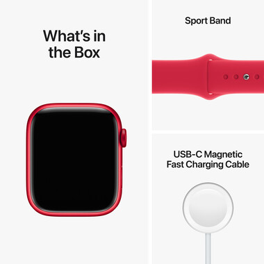 Apple Watch Series 8 GPS, Aluminium (PRODUCT)RED, 45 mm mit Sportarmband, (PRODUCT)RED&gt;