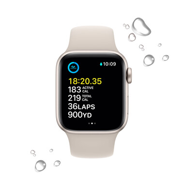 Apple Watch SE GPS + Cellular, Aluminium polarstern, 40 mm mit Sportarmband, polarstern&gt;