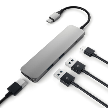 Satechi Type-C USB Passthrough HDMI Hub, space grau