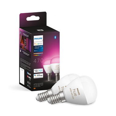 Philips Hue White &amp; Color Ambiance E14 Luster Tropfenform Doppelpack 2x470lm