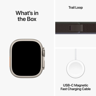 Apple Watch Ultra 2 GPS + Cellular, Titan, 49mm Trail Loop, blau/schwarz - M/L