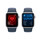 Apple Watch SE GPS, Aluminum silber, 40mm mit Sportarmband, sturmblau - S/M