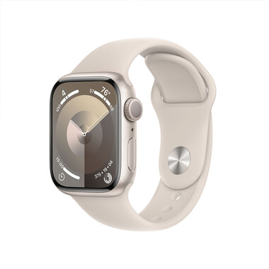 Apple Watch Series 9 GPS, Aluminium polarstern, 41mm mit Sportarmband, polarstern - S/M