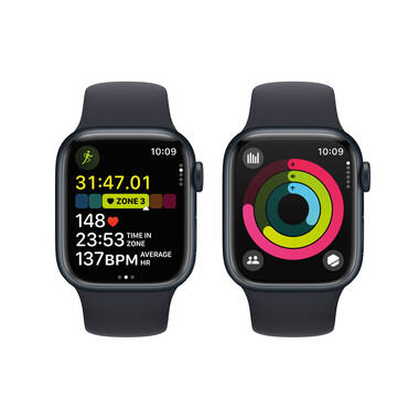 Apple Watch Series 9 GPS, Aluminium mitternacht, 41mm mit Sportarmband, mitternacht - M/L