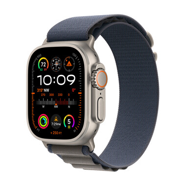 Apple Watch Ultra 2 GPS + Cellular, Titan, 49mm Alpinarmband, large, blau