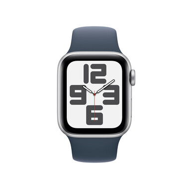 Apple Watch SE GPS + Cellular, Aluminum silber, 40mm mit Sportarmband, sturmblau - S/M