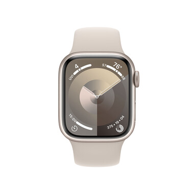 Apple Watch Series 9 GPS + Cellular, Aluminium polarstern, 41mm mit Sportarmband, polarstern - M/L