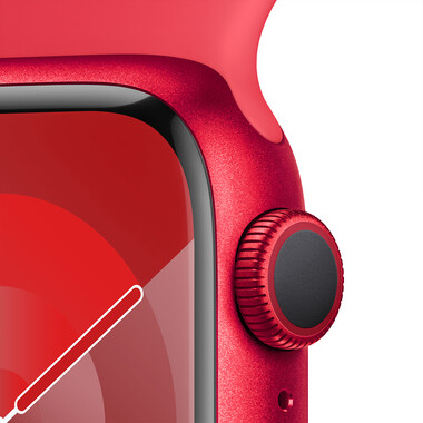 Apple Watch Series 9 GPS, Aluminium (PRODUCT)RED, 41mm mit Sportarmband, (PRODUCT)RED - S/M&gt;