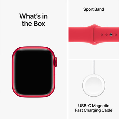 Apple Watch Series 9 GPS, Aluminium (PRODUCT)RED, 41mm mit Sportarmband, (PRODUCT)RED - S/M&gt;