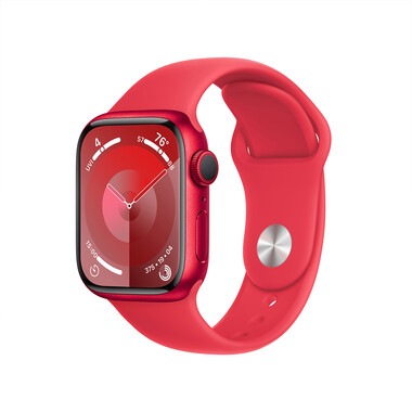 Apple Watch Series 9 GPS, Aluminium (PRODUCT)RED, 41mm mit Sportarmband, (PRODUCT)RED - M/L&gt;