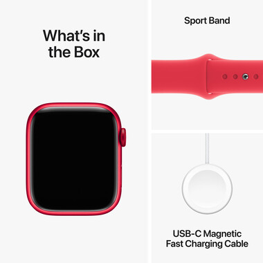 Apple Watch Series 9 GPS, Aluminium (PRODUCT)RED, 45mm mit Sportarmband, (PRODUCT)RED - M/L