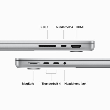 MacBook Pro 14&quot; mit M3 Max Chip 14-Core CPU und 30-Core GPU, 36GB, 1TB SSD, silber&gt;