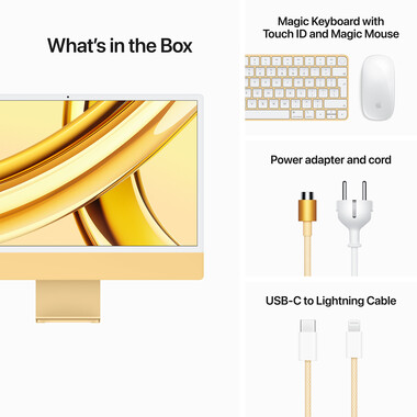 iMac 24&quot; mit 4.5K Retina Display, M3 Chip 8-Core CPU und 10-Core GPU, 8GB, 256GB SSD, gelb