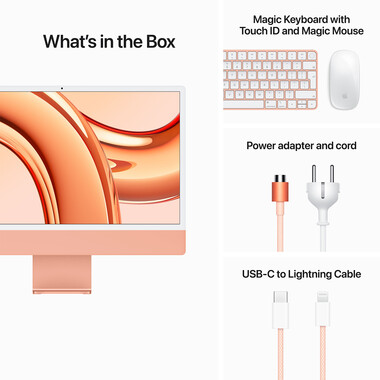 iMac 24&quot; mit 4.5K Retina Display, M3 Chip 8-Core CPU und 10-Core GPU, 8GB, 512GB SSD, orange
