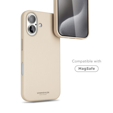 Vonmählen Kunstleder-Case für iPhone 16 Plus, beige