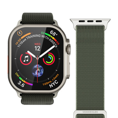 Vonmählen Classic Nylon-Armband für Apple Watch 38/40/41 mm, olivgrün