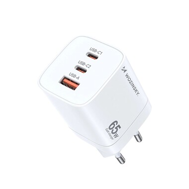 Wozinsky CGWCW 65W USB-A / 2 x USB-C GaN wall charger - weiß