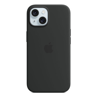 Apple iPhone 15 Silikon Case mit MagSafe, schwarz