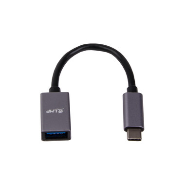 LMP USB-C (m) zu USB A (w) Adapter 15cm, Aluminium Gehäuse, schwarz